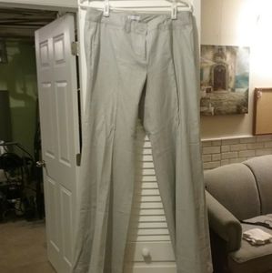 No plead linen cotton wide leg pant